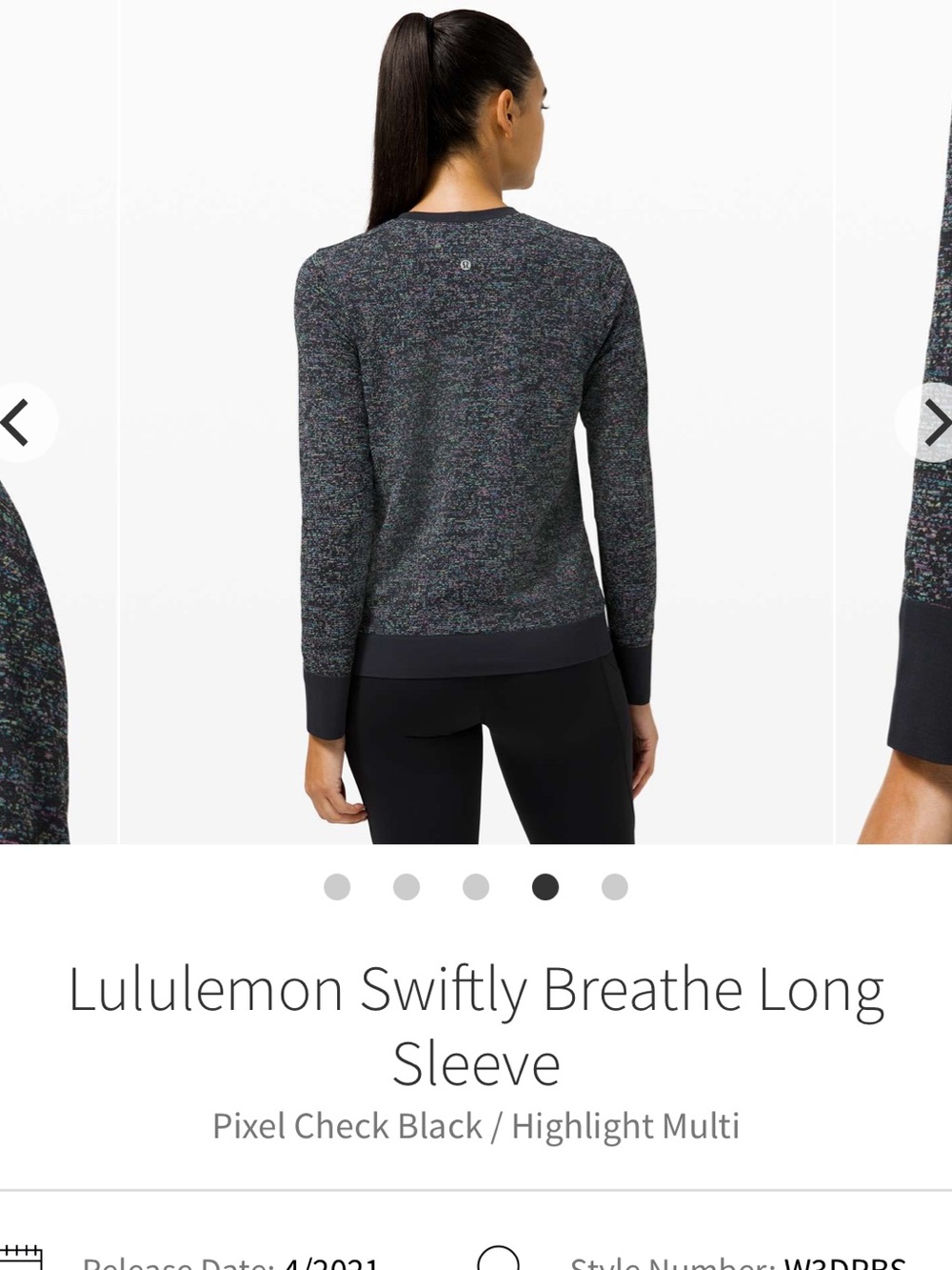 Lululemon Swiftly Breathe Long Sleeve
Pixel Check Black / Highlight Multi - Picture 2 of 7